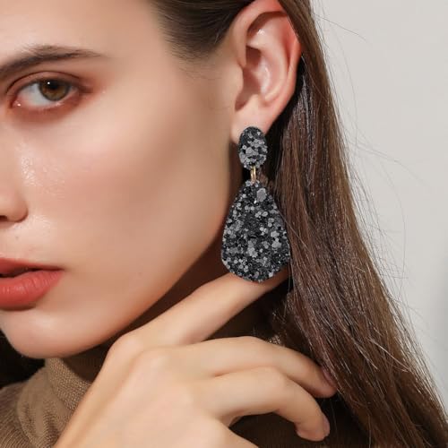 7 Pack 12.99 x 7.87 Inch Glitter Mixed Chunky PU Leather Sheets for Bow Earring 7 Styles Metallic Solid Shiny Vinyl Fabric Roll Black Series Faux Leather Leatherette for DIY Crafts Making - color: Black