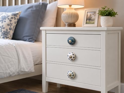Ceramic Knobs: Cabinet & Furniture Knobs, Set of 10, Glossy White, 6 x 3.8 cm, Classic, Art Deco, Modern, Hand-painted, Ceramic, Light Blue - color: jazzy_f, size: 6 x 3.8 cm (Set of 10)