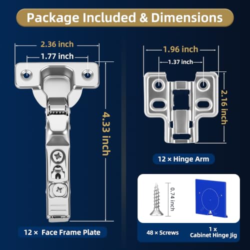 12 Pack Inset Soft Close Cabinet Hinges – 105° 3D Adjustable - style: inset