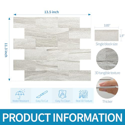 Art3d Peel and Stick Backsplash, Stick on Wall Tile, 10-Pack, Biege Marble - color: Biege Marble