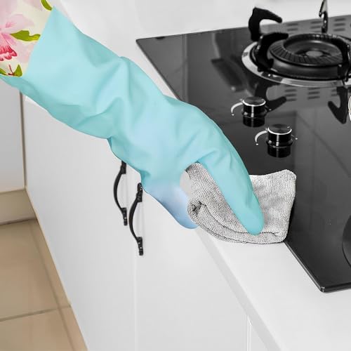 KINGFINGER Cleaning Glove, 3 Pairs Kitchen Glove for Washing Dishes, Latex Free Reusable Elbow Length Household Gloves - size: Medium