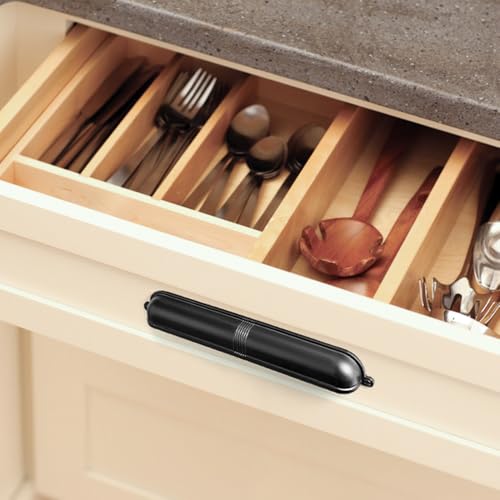 Goo-Ki 6 Pack 7 9/16 Inch Matte Black Cup Pulls with Textured Strap Design, Elegant Modern Bin Handles for Kitchen & Furniture - color: Matte Black, size: 7 9/16 Inch Center to Center