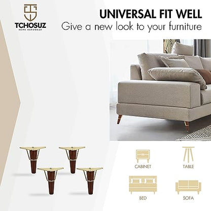 5 Inch Wood Furniture Legs with Metal Triangle Frame,4Pcs Walnut - color: Walnut, size: 5"/13cm