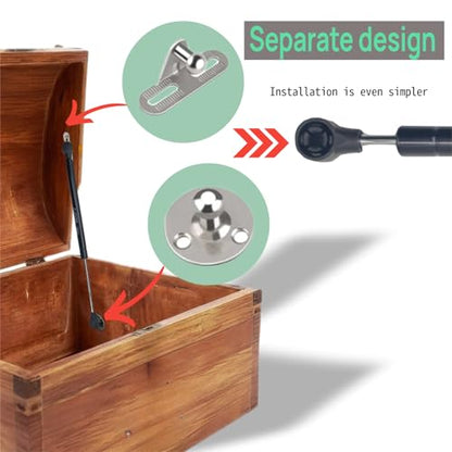 2 Pack 14Inch 150N/33 lbs Soft Close Toy Box Hinges Gas Strut Safety Hinges for Heavy Curved, Round, Arched & Flat Lids, Cabinet(Black) (2, Black) - color: black 150N