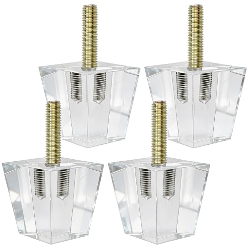 Clear Acrylic Couch Legs, 2 Inch Height, 2 Inch Width, 4Pcs - size: H 2 Inch