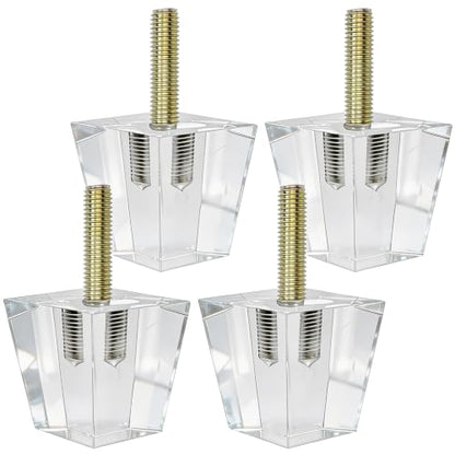 Clear Acrylic Couch Legs, 2 Inch Height, 2 Inch Width, 4Pcs - size: H 2 Inch