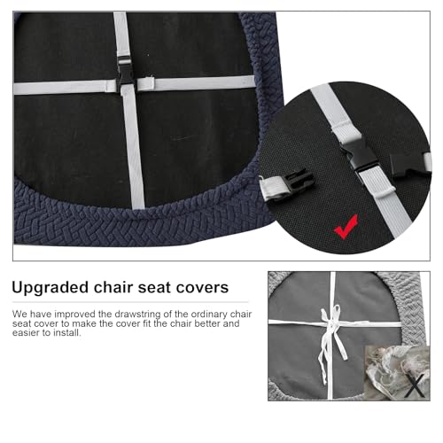 Genina Seat Covers for Dining Room Washable Chair Seat Slipcovers Set of 6 - color: Navy Blue, size: 16-20in Not waterproof