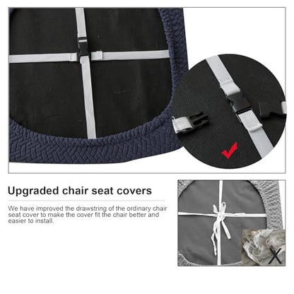Genina Seat Covers for Dining Room Washable Chair Seat Slipcovers Set of 6 - color: Navy Blue, size: 16-20in Not waterproof