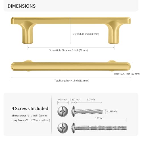 Lardmon 10 Pack Brushed Gold Modern Cabinet Pulls 5.2 Inch(133mm) Total Length | 3.75 Inch(96mm) Hole Center Bar Pulls Kitchen Cabinet Handles Solid Drawer Pulls Heavy Duty Kitchen Cabinet Hardware - color: Brushed Gold, size: 3.75 Inch Hole Center, style