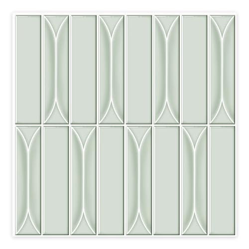 Peel and Stick Backsplash Tiles 12''x12'' Light Green Wall Tile Heat Resistant 10-Sheet Waterproof Vinyl Self Adhesive Glossy Boho Sticker for Kitchen Ceramic Bathroom Living Room - color: Green