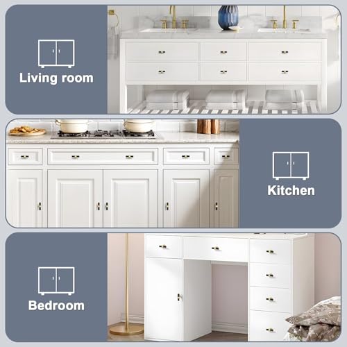 Black Brass Cabinet Knobs Single Hole T Bar Drawer Pulls 10 Pack - color: Black with Brushed Brass Base, size: Single Hole-2inch Length