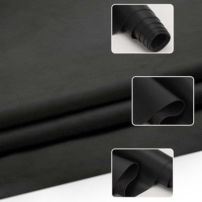 Faux Leather Fabric Smooth Solid 54" x 36" (Black) - color: Black