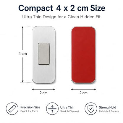 6 Pack Magnetic Cabinet Door Catch, Ultra Thin Adhesive Cabinet Magnets, No Drill Stainless Steel Magnetic Drawer Door Closure with Double-Sided Tape for Kitchen, Cupboard, Bathroom