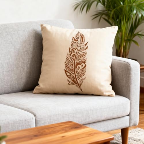 TIAMECH A4 Reusable Mandala Feather Stencil for Painting - style: Feather