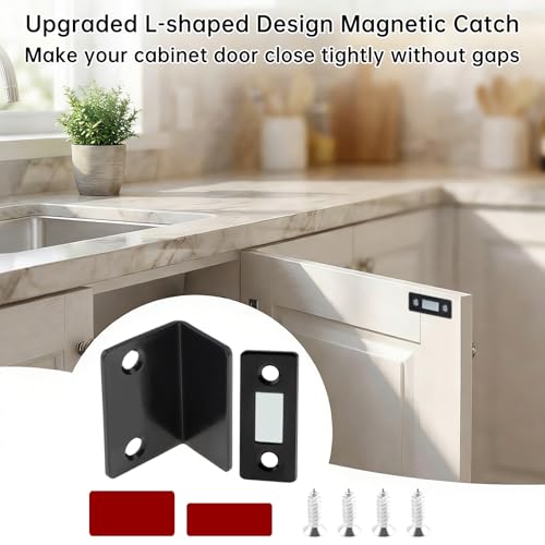 Cabinet Magnetic Catch L-Shaped 8 Pack Ultra Thin Drawer Magnet Closures