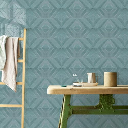 STICKGOO Herringbone Peel and Stick Backsplash, Blue Teal, 10 Sheets - color: Blue Teal, size: Pack of 10