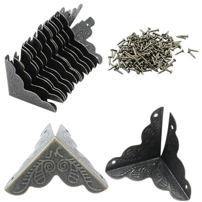 Piutouyar 50 Pcs Antique Box Corner Protectors, 1"x1"x1", Green Bronze - size: Green Bronze
