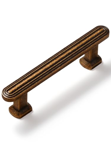 SORWDUREM 10 Pack 3 Inch(76mm) Antique Brass Cabinet Pulls Drawer Pulls Kitchen Hardware Cupboard Kitchen Hardware Cabinet Handles - color: Antique Brass, size: 3"(76mm) Hole Center