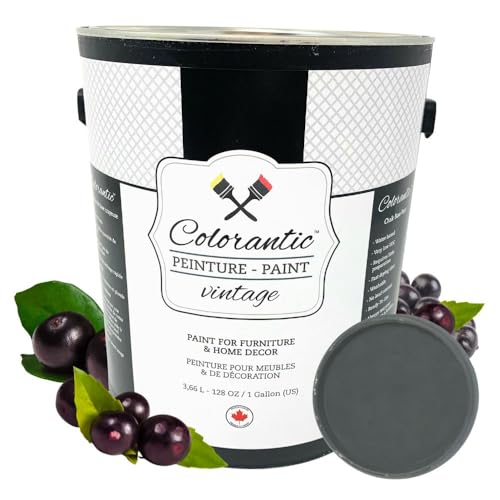 Colorantic | ACAI BERRY Black Chalk Paint for Furniture Painting DIY - Multi-Surface All-in-One Craft Paint | CHARCOAL GREY Decorative Painting for Wood (128 oz Gallon) - color: Acai Berry, size: 128 Fl Oz (Pack of 1)