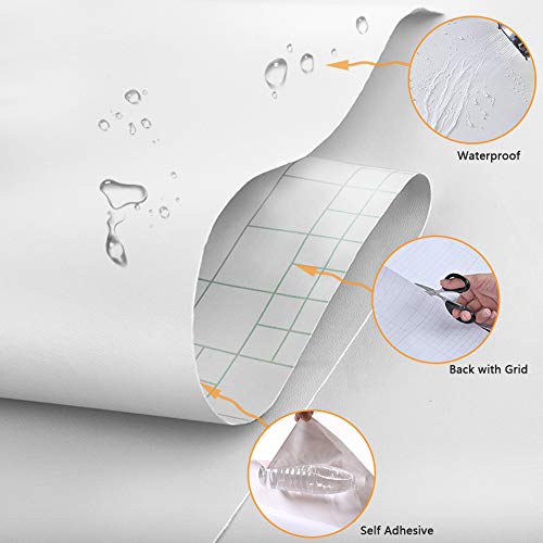 Livelynine White Contact Paper Peel and Stick Waterproof White Wallpaper Liner Prepasted Paintable Removable Cabinet Wallpaper Kitchen Vinyl Wrap for Cabinets Desk Shelf Adhesive Covers 15.8x78.8 - color: Solid White, size: 15.8" x 78.8"