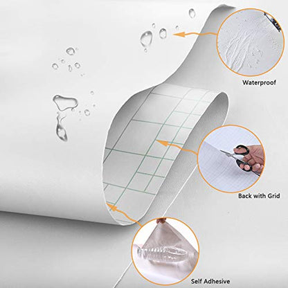 Livelynine White Contact Paper Peel and Stick Waterproof White Wallpaper Liner Prepasted Paintable Removable Cabinet Wallpaper Kitchen Vinyl Wrap for Cabinets Desk Shelf Adhesive Covers 15.8x78.8 - color: Solid White, size: 15.8" x 78.8"