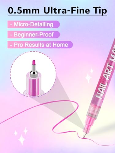 12 Color Nail Art Markers Set, Kalolary Nail Polish Pens Nail Point - color: N