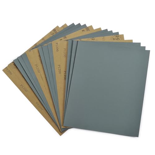 1200 Grit Sandpaper 15PCS, Wet Dry Sandpaper Sheets 9 x 11 Inch, Silicon Carbide Abrasive Sanding Sheets, Sand Paper for Wood Furniture Finishing, Metal Sanding, Automotive Polishing - style: 1200 Grit