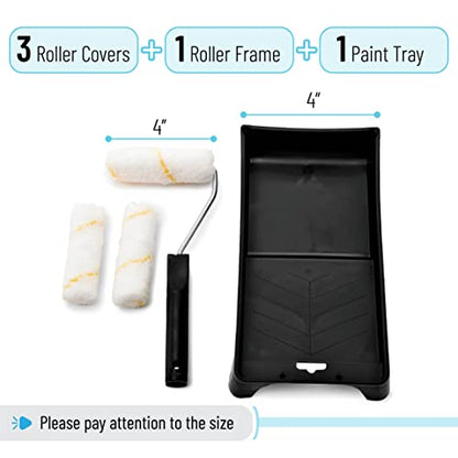 Bates Paint Tool Set - 4" Roller, Foam & Mini Rollers, Tray & Covers - style: Microfiber 4", 5 pcs