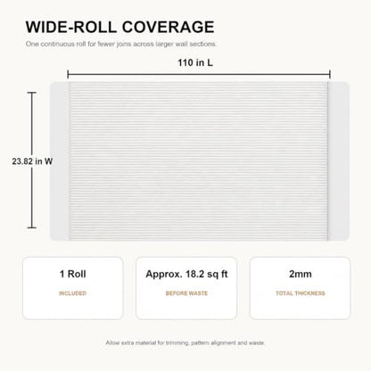 Peel and Stick Wall Panels, 3D PVC Roll, 23.82 x 110 in, 1 Roll - color: WT, size: 1 roll x23.82in x 110in