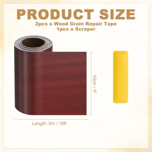 HARFINGTON Wood Grain Repair Tape 4" x16ft Self-Adhesive Repair Patch - color: Walnut, size: 4" x 16ft