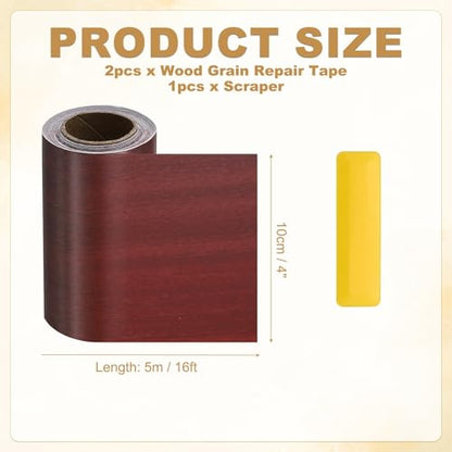 HARFINGTON Wood Grain Repair Tape 4" x16ft Self-Adhesive Repair Patch - color: Walnut, size: 4" x 16ft
