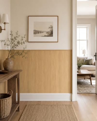 壁紙屋本舗 Wood Grain Peel and Stick Wallpaper Removable Brown 9in×19.7ft EST04 - color: Wood Grain Brown