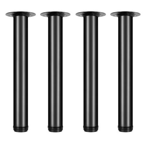 QLLY 16 Inch Adjustable Metal Coffee Table Legs, Heavy Duty Round Furniture Legs with 1” Leveling Feet for Ottoman, Bench, End Table and Sofa Replacement, Set of 4 (Black) - color: Black, size: 16 inch
