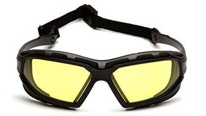 Pyramex Safety Highlander XP Eyewear, Frame/Indoor-Outdoor Mirror Anti-Fog Lens - color: Black-gray Frame/Amber Anti-fog Lens
