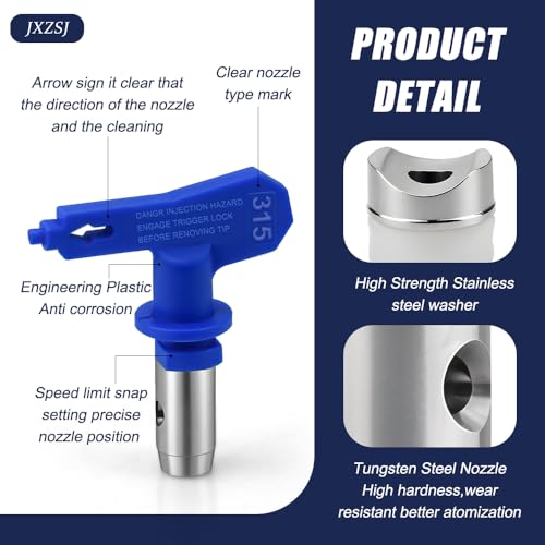 Spray Tips for Airless Sprayer,Reversible Airless Spray Tips 5 Pieces,Use Mini Boxes for Storage, Convenient to Carry(109, 213, 315, 413, 621)