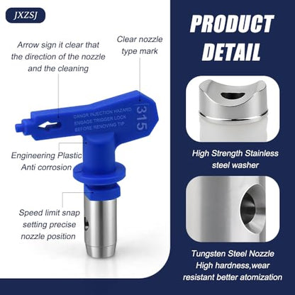 Spray Tips for Airless Sprayer,Reversible Airless Spray Tips 5 Pieces,Use Mini Boxes for Storage, Convenient to Carry(109, 213, 315, 413, 621)