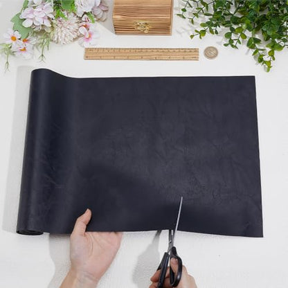 53.15 x 11.83 Inch Waterproof Distressed Vegan Leather Fabric Sheet Synthetic Soft Faux Leatherette Sheet Smooth Upholstery PU Leather Roll for DIY Crafts Upholstery Furniture(Black) - color: Black