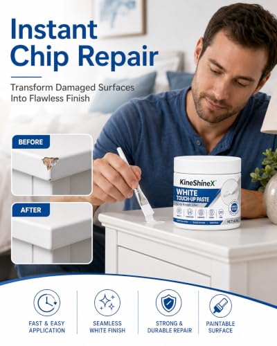 White Furniture Touch-Up Paste,White Paint for Furniture and Floor,40g