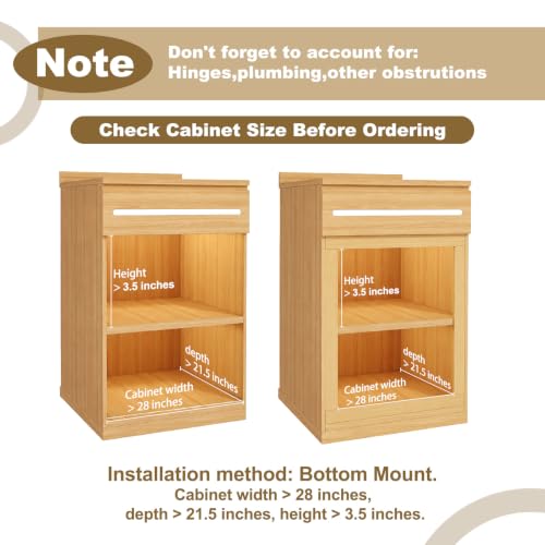 Soft Close Wood Pull Out Cabinet Drawer, 26.2", Fits 28"+ Opening - size: 26inch