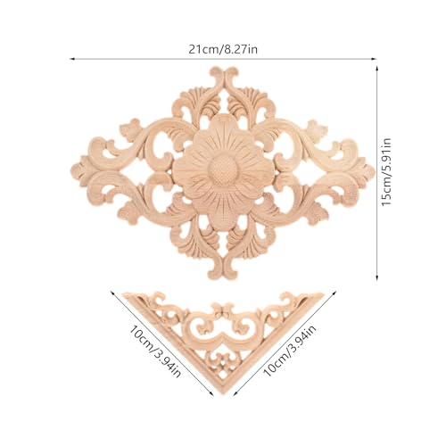 5Pcs Wood Appliques Onlays Classic Decorative Furniture Appliques Set A - color: Set A