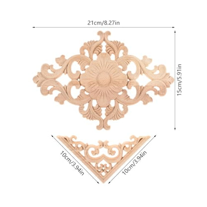 5Pcs Wood Appliques Onlays Classic Decorative Furniture Appliques Set A - color: Set A