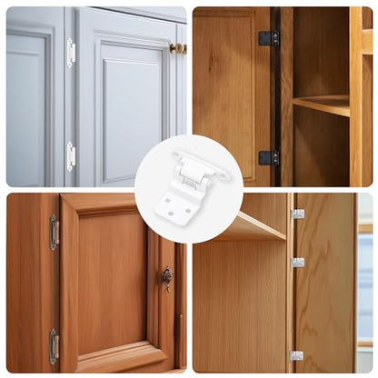 50 Pack 25 Pairs 3/8" Inset Cabinet Door Hinges - White Offset Self Closing Hinges - color: 3/8" Inset White, size: 50 Pack