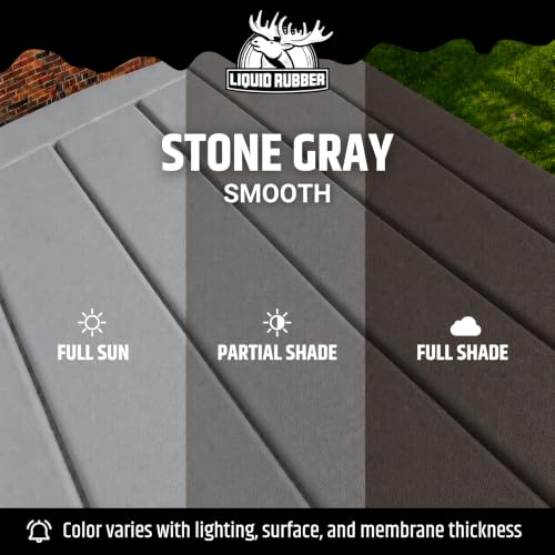 Liquid Rubber Polyurethane Deck Coating - Smooth, Stone Grey, 4 Gallon - color: Smooth Stone Grey, size: 512 Fl Oz (Pack of 1)