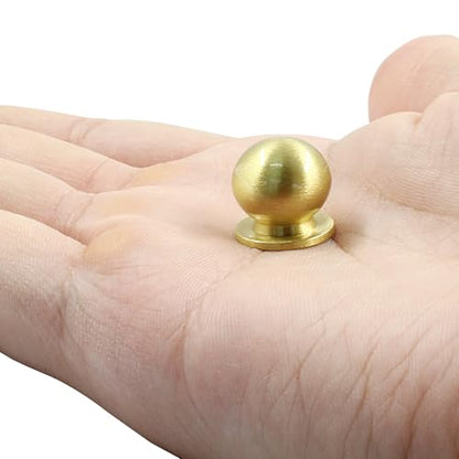 Jiozermi 4 Pack Mini Round Solid Brass Knobs, Gold, 5/9 Inch - color: Gold, size: 5/9 Inch(14mm)