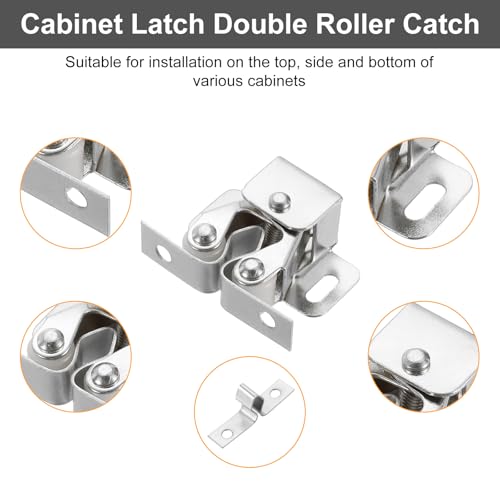 uxcell 8Pcs Cabinet Latch Double Roller Catch, Lock Stop Catch Clamp Cabinet Closer Magnetic Closure Hardware for Cabinet Kitchen Closet Door, Nickel - color: Nickel