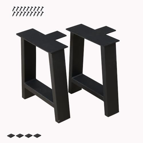 Home Soft Things 16 Inch π Shape Black Heavy Duty Metal Table Legs Set of 2 - size: 16 Inch π-Shape
