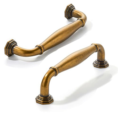 2 Pack 3 Inch Hole Center Antique Brass Heavy Duty Solid Cabinet pulls Ideal for Dressers, Bathroom, cabinets, and Kitchens cabinets. - color: Antique Brass, size: 3 Inch Hole Center, style: 2 Pack