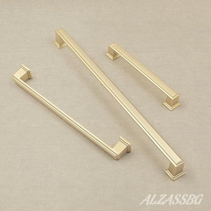 Alzassbg 3-3/4" Brushed Gold Cabinet Pulls and Handles 10 Pack, AL3071MGP - color: Brushed Gold, size: 3-3/4" Hole Center