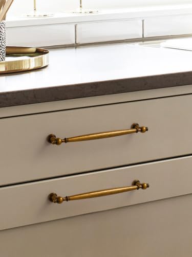5 Pack Antique Brass Cabinet Pulls 7-9/16" Hole Center - color: Antique Brass, size: 7-9/16" hole center