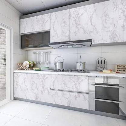 Marble Contact Paper for Countertops Faux Marble Wallpaper Peel and Stick - color: Gray/White, size: 15.7" x 118"